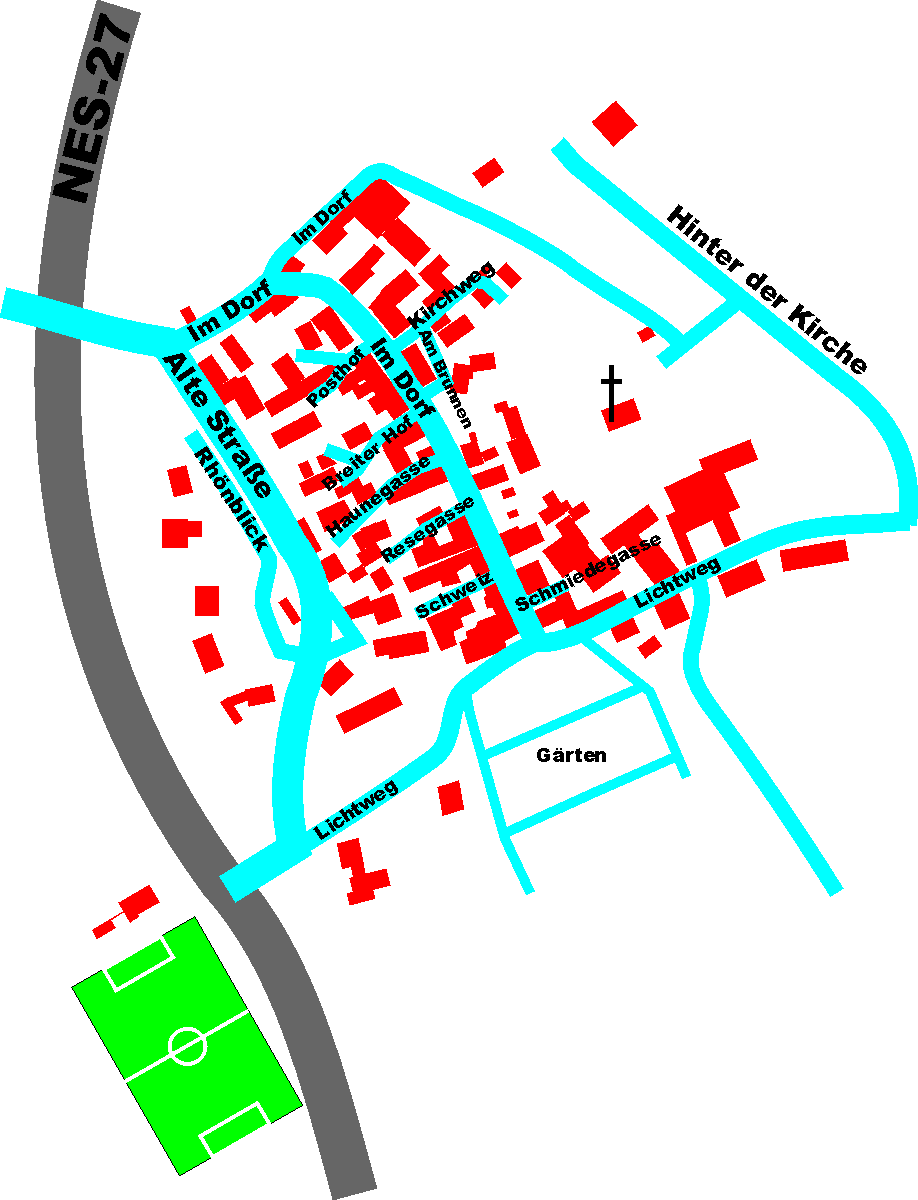 der oberwaldbehrungener Stra�enplan